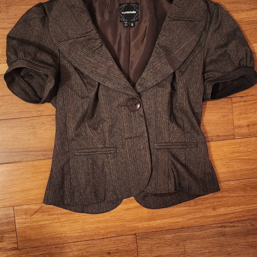 My Michelle Brown Short Sleeve Tailored Blazer